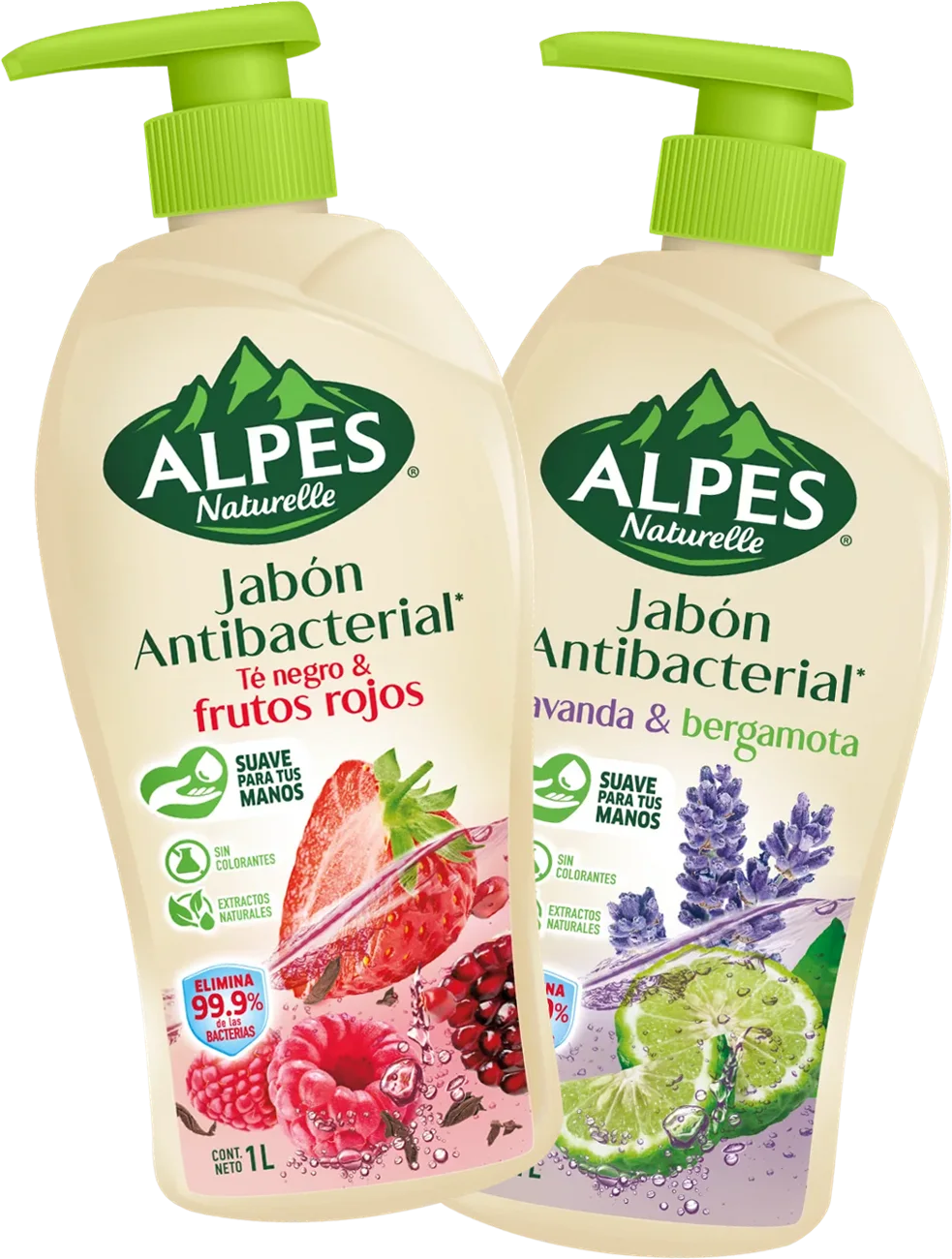 Jabón antibacterial Alpes Naturelle té negro & frutos rojos y lavanda & bergamota